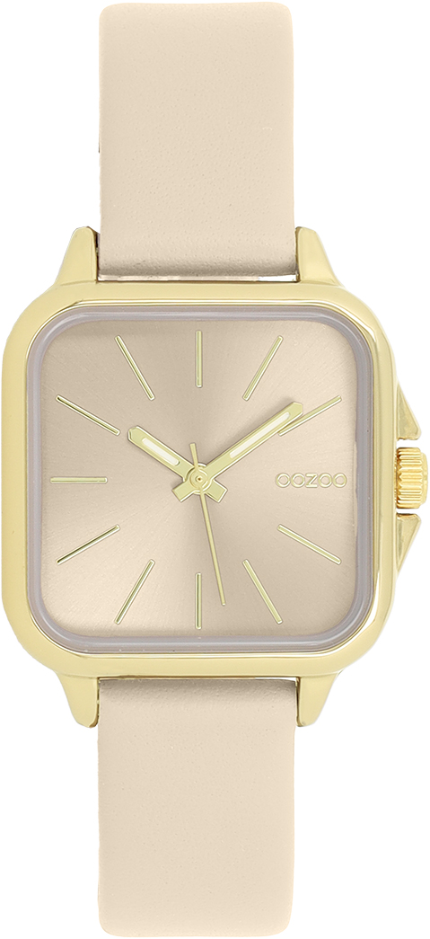 Gold coloured OOZOO watch with sand leather strap - C11666